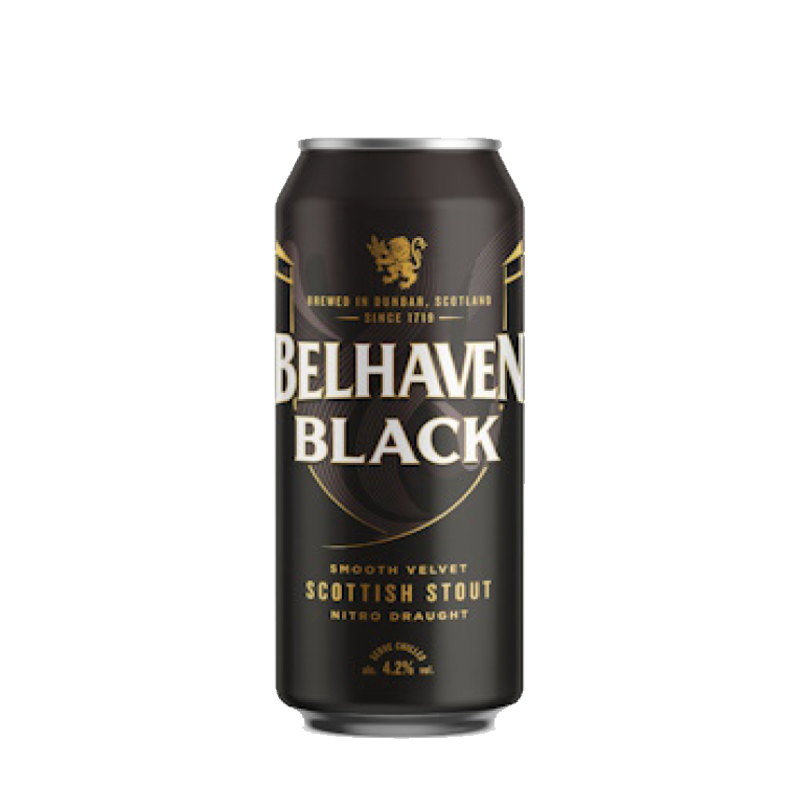 Belhaven Black Scottish Stout Nitro Draught 4.2% 440ml Can - 4 Pack