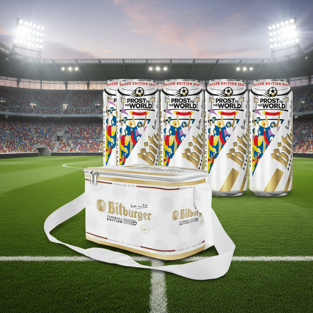 Bitburger "Football Edition 2026" Pilsner 500ml - 24 Pack & Cooler Bag