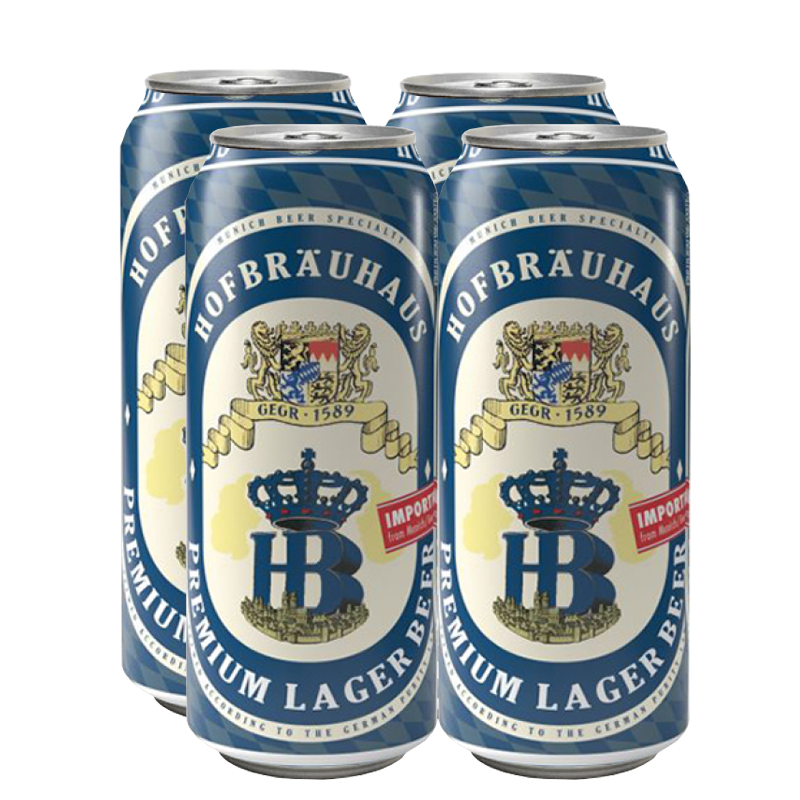 Hofbrau Helles Lager 4.9% 500ml Can - 4 Pack