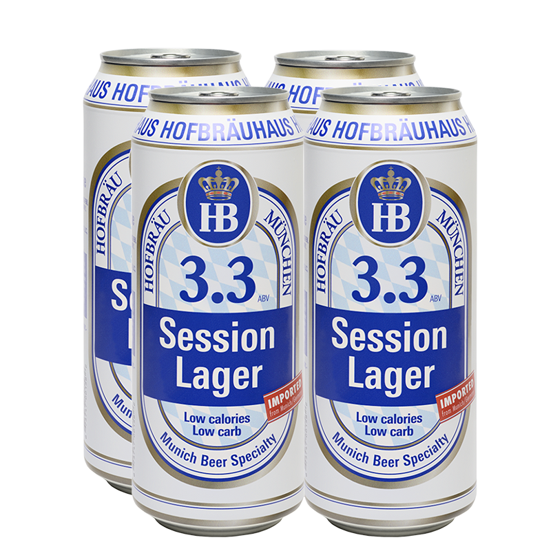 Hofbrau Session Lager 3.3% 500ml Can - 4 Pack