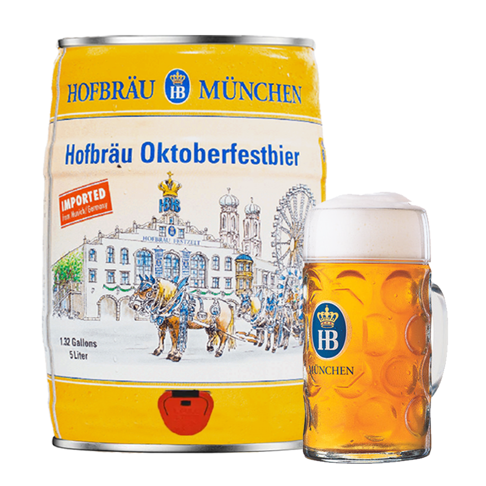 Hofbrau Oktoberfest Mini Keg 6.3% 5 Litre & Official Beer Stein 1L