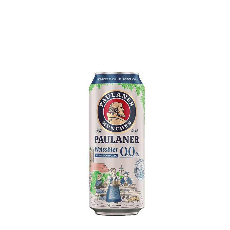 Paulaner Weissbier Non-Alcoholic 0.0% (Wheat Beer) Can 500ml - 24 Pack