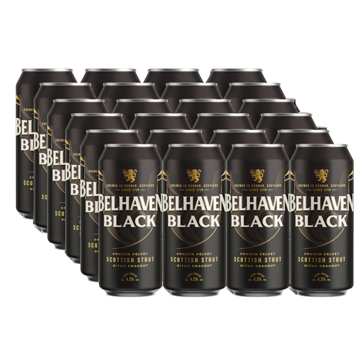 Belhaven Black Scottish Stout Nitro Draught 4.2% 440ml Can - 24 Pack ...