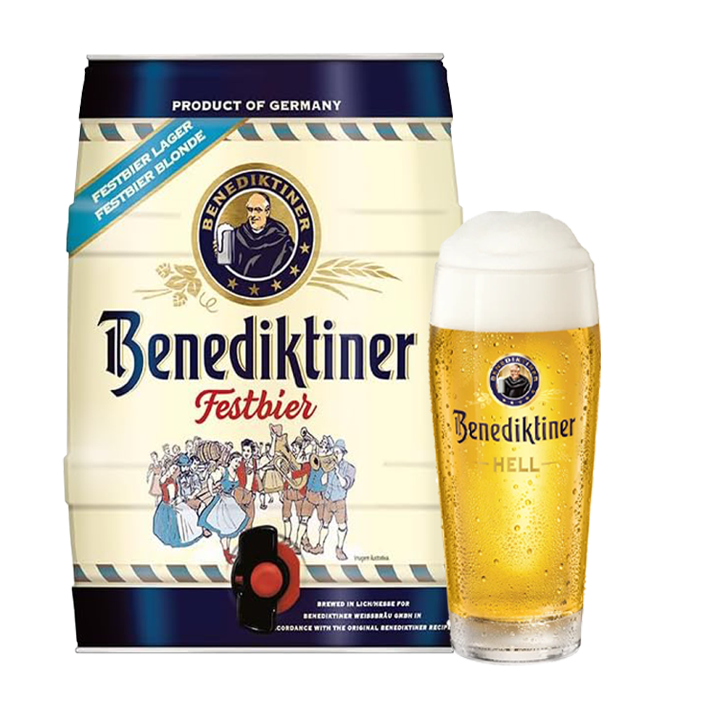 Benediktiner Festbier 5.8% Mini Keg 5 Litre & Official 300ml Beer Glass
