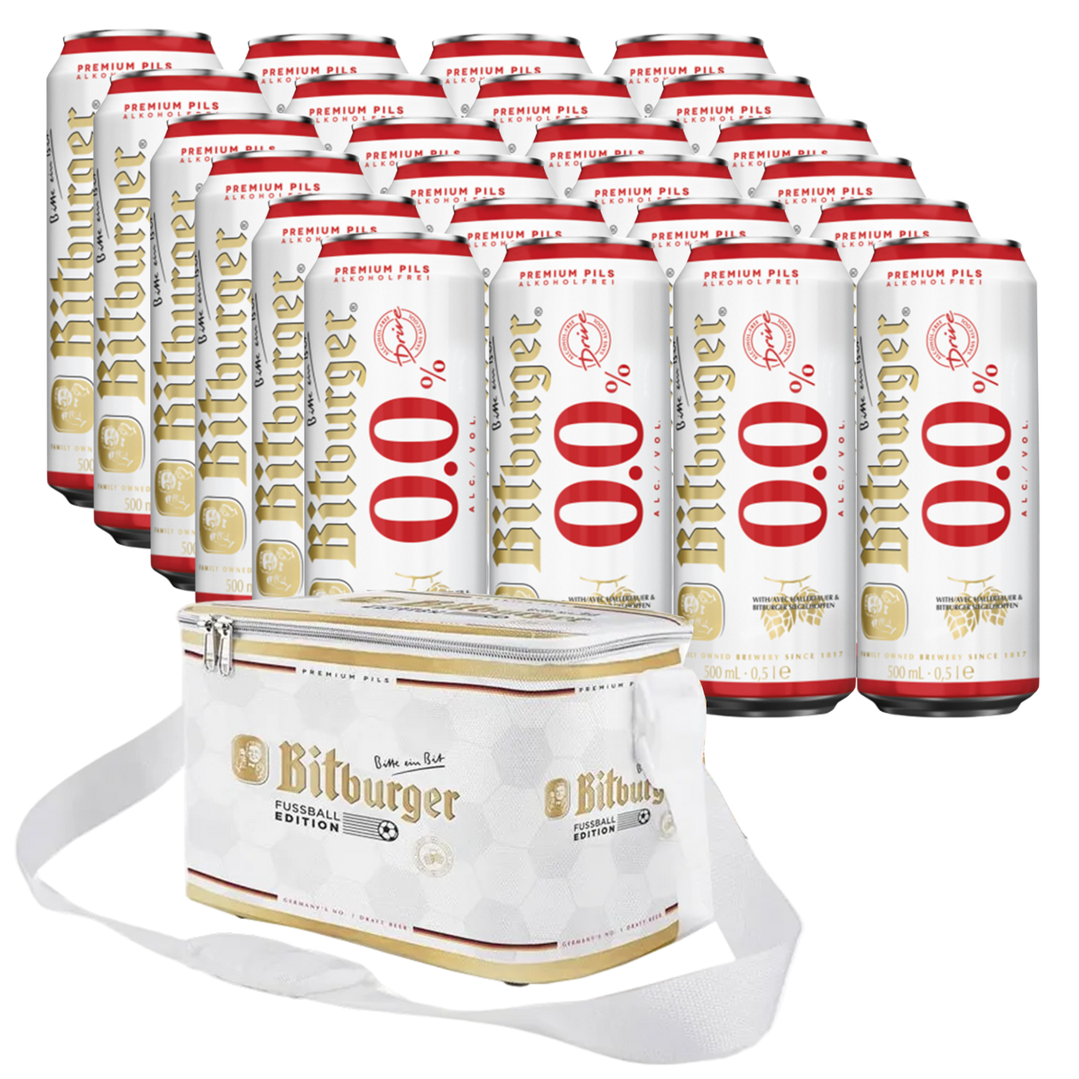 Bitburger Drive 0.0% Zero Alcohol 500ml - 24 Pack & Cooler Bag