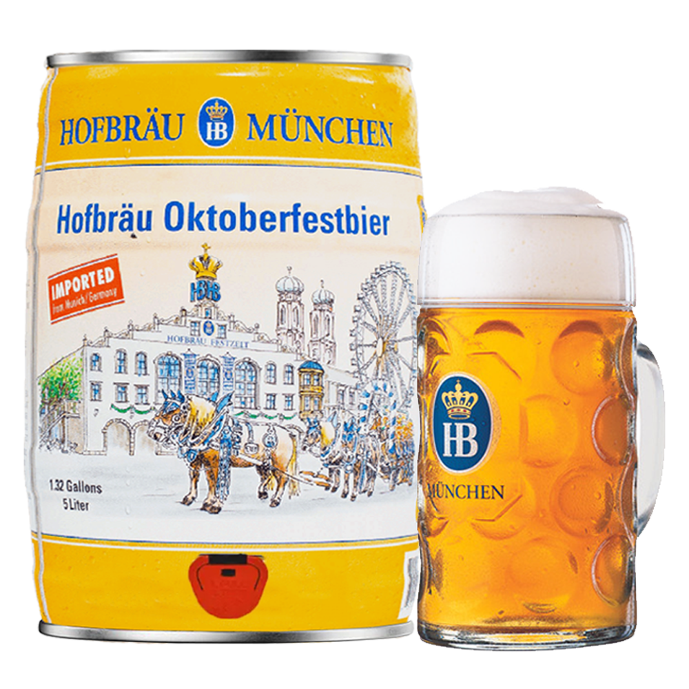 Hofbrau Oktoberfest Mini Keg 6.3% 5 Litre & Official Beer Stein 1L