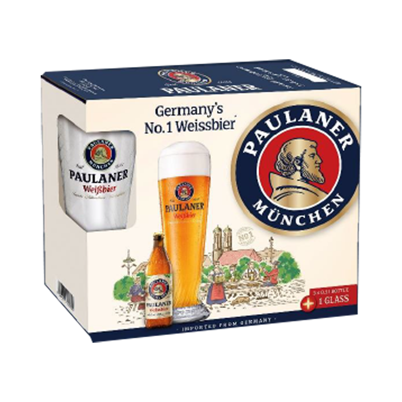 Paulaner Gift Pack Weissbier (3 x 500ml) + Official Glass