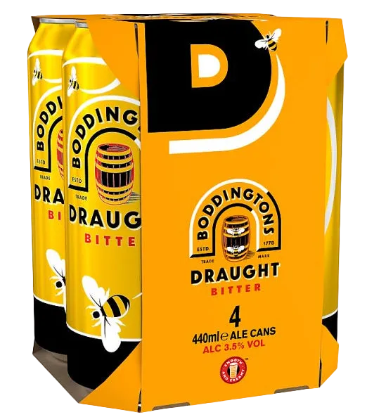 Boddingtons Draught Bitter 3.4% Can 440ml - 4 Pack