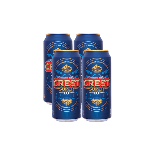 Crest Super Lager 10% 500ml Can 4 Pack