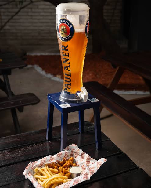 Paulaner Official 3L Collectible Tower Glass with Stand