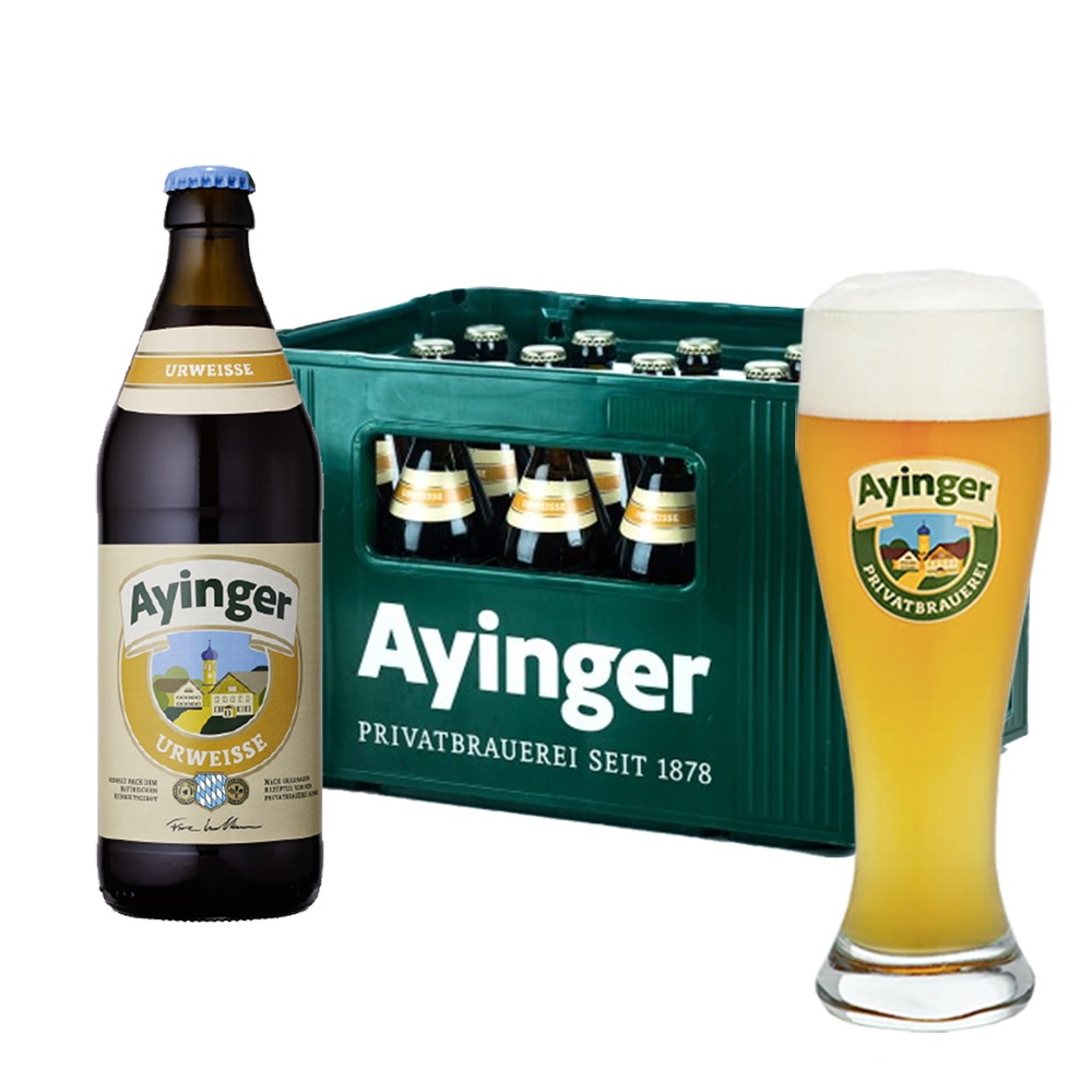 Ayinger Urweisse Wheat 5.8% 500ml - 20 Pack & Signature Wheat Glass